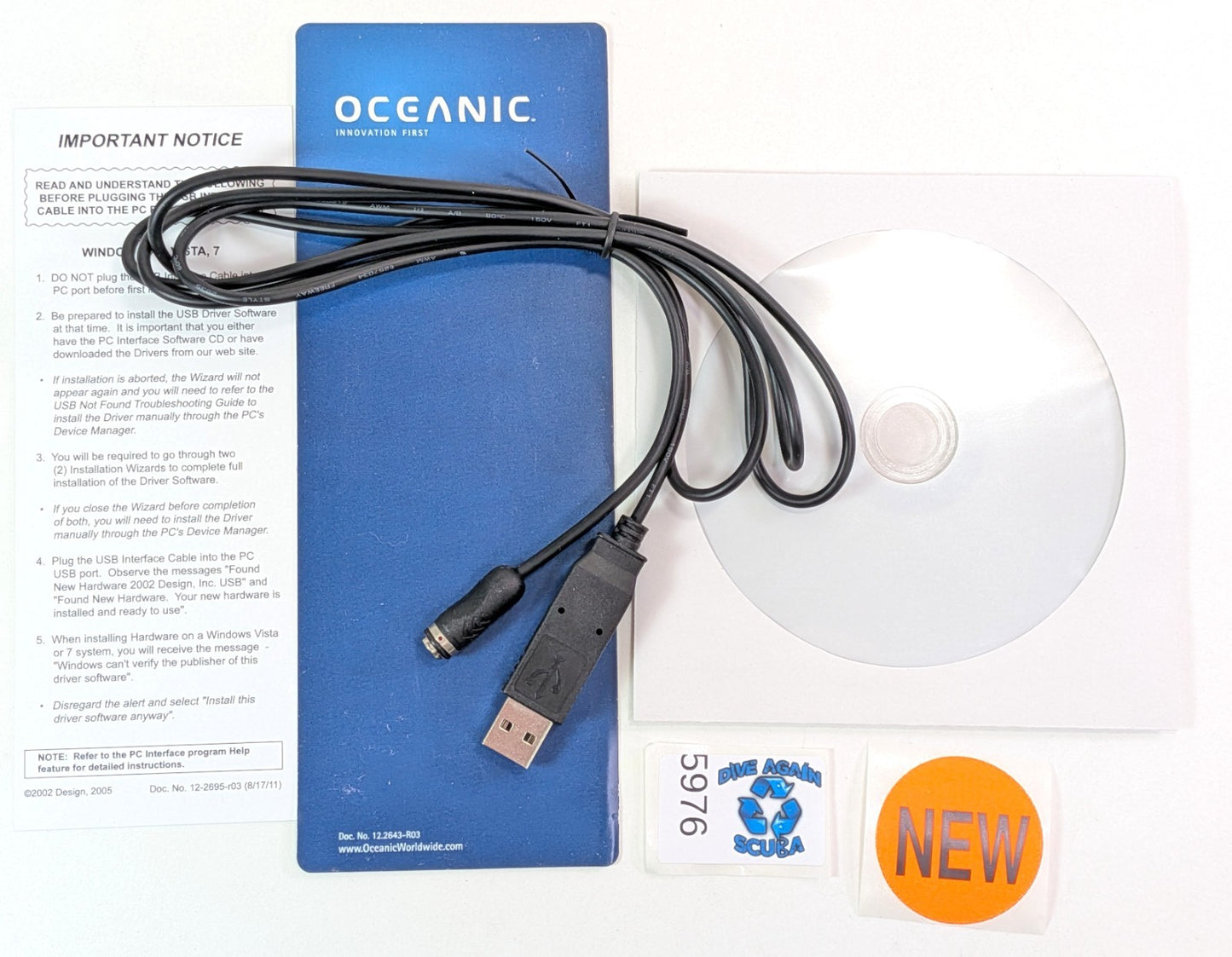 Oceanic DC V4 for: OCS, OCI, F11 Dive Computer Data Download Interface Cable USB1