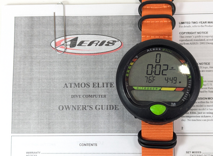 Aeris Atmos Elite Wrist Wireless Hoseless Nitrox Scuba Dive Computer Orange 52222