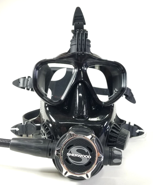 Full Face Scuba Dive Mask Fits Sherwood 2nd Stage Regulators SR1 SR2 Brut0