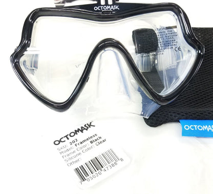 NEW Octomask Frameless Scuba Dive Mask GoPro Hero Camera Mount Black / Clear