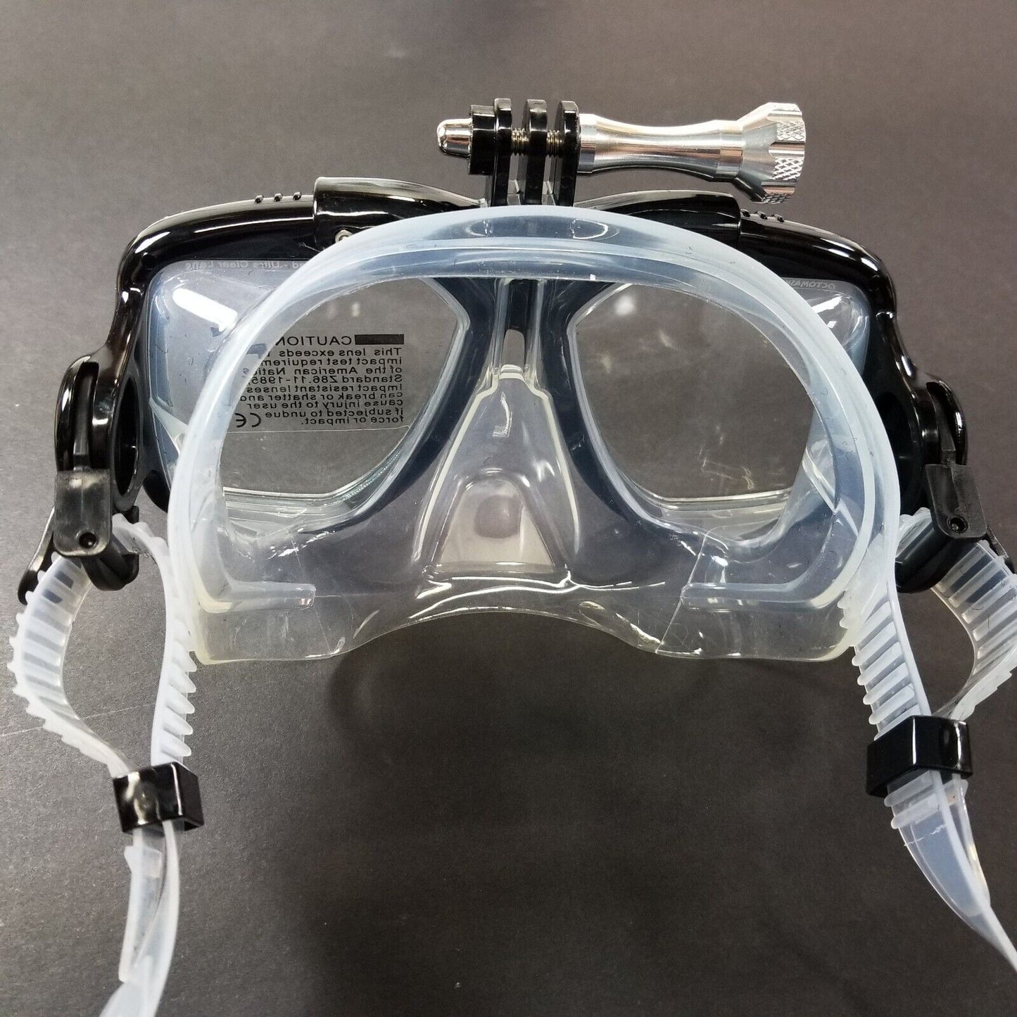 NEW Octomask Standard Scuba Diving Mask GoPro Hero Camera Mount Black / Clear