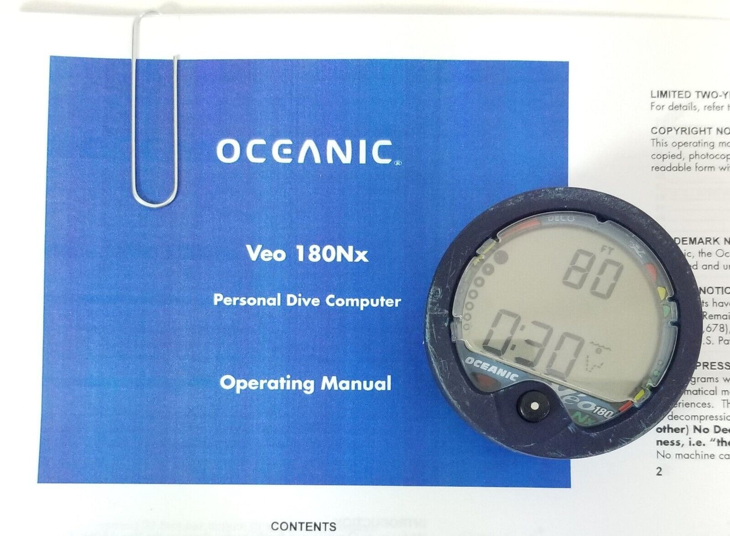 Oceanic Veo 180 Nx Scuba Dive Computer Puck Module Air & Nitrox Veo 180nx  #5006