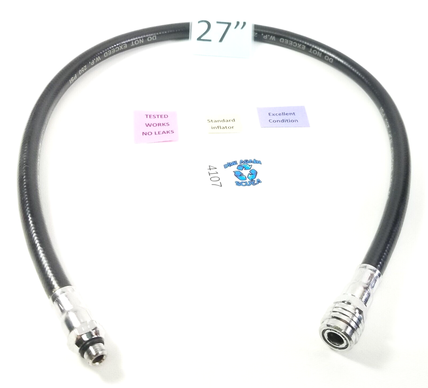 27" Standard BCD BC Inflator Hose 3/8" Threads Scuba Dive Diving Low Pressure