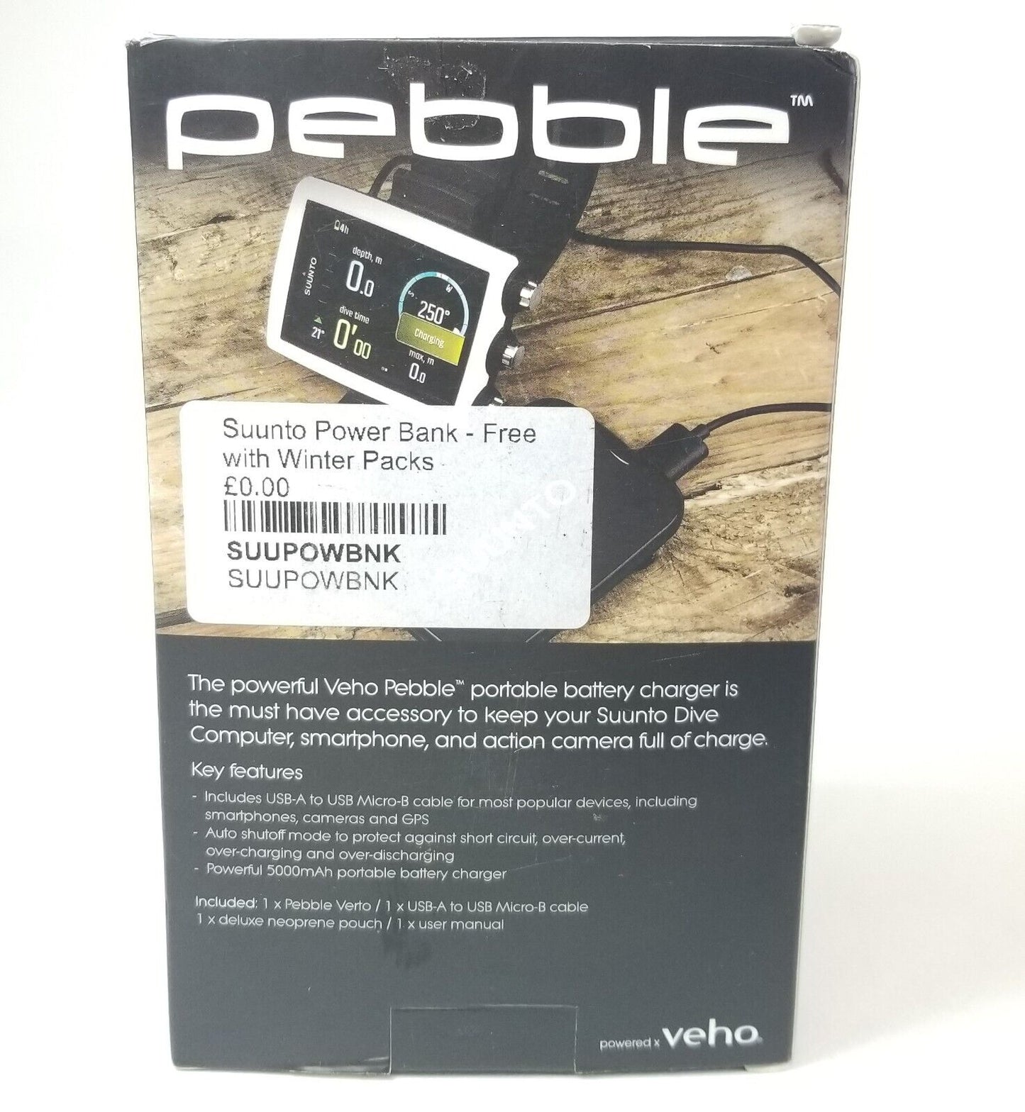 Suunto Pebble Veho 5000mAh Portable Battery Pack for USB Devices Eon Core, D5