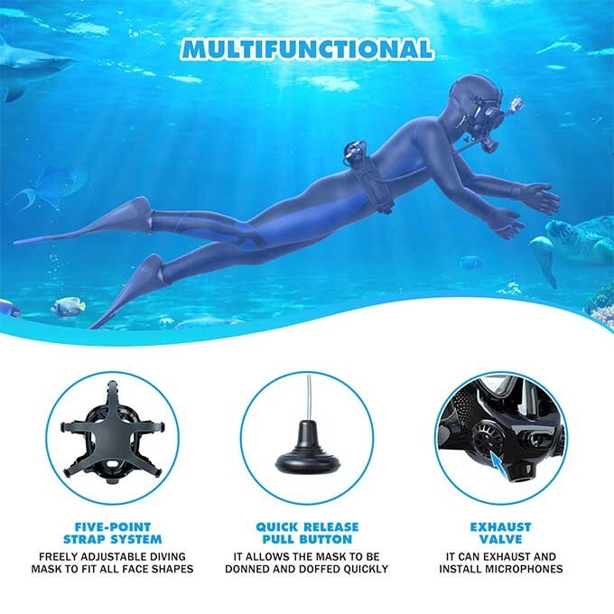 Full Face Scuba Dive Mask Fits Apeks Most 2nd Stage Regulators AT ATX MTX XTX XL15