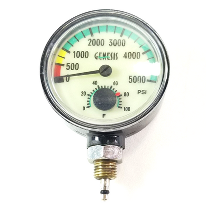 Genesis Sherwood 5000 PSI SPG Submersible Scuba Pressure Gauge w Thermometer