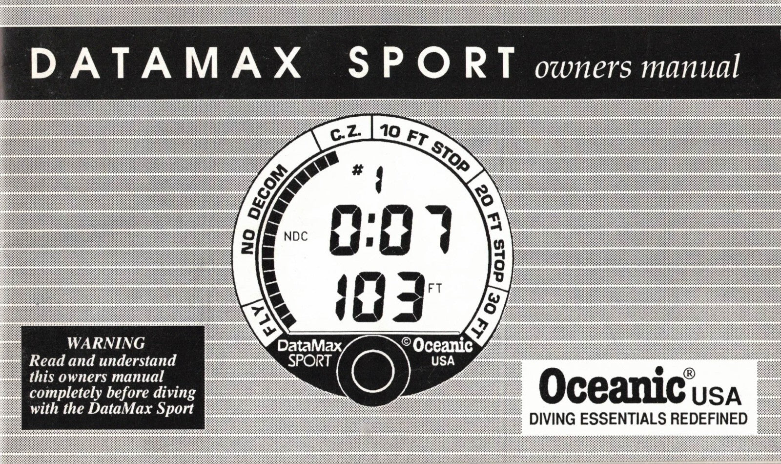 Oceanic Datamax Sport (Black Button) Dive Computer Manual Printed  51 Pages0