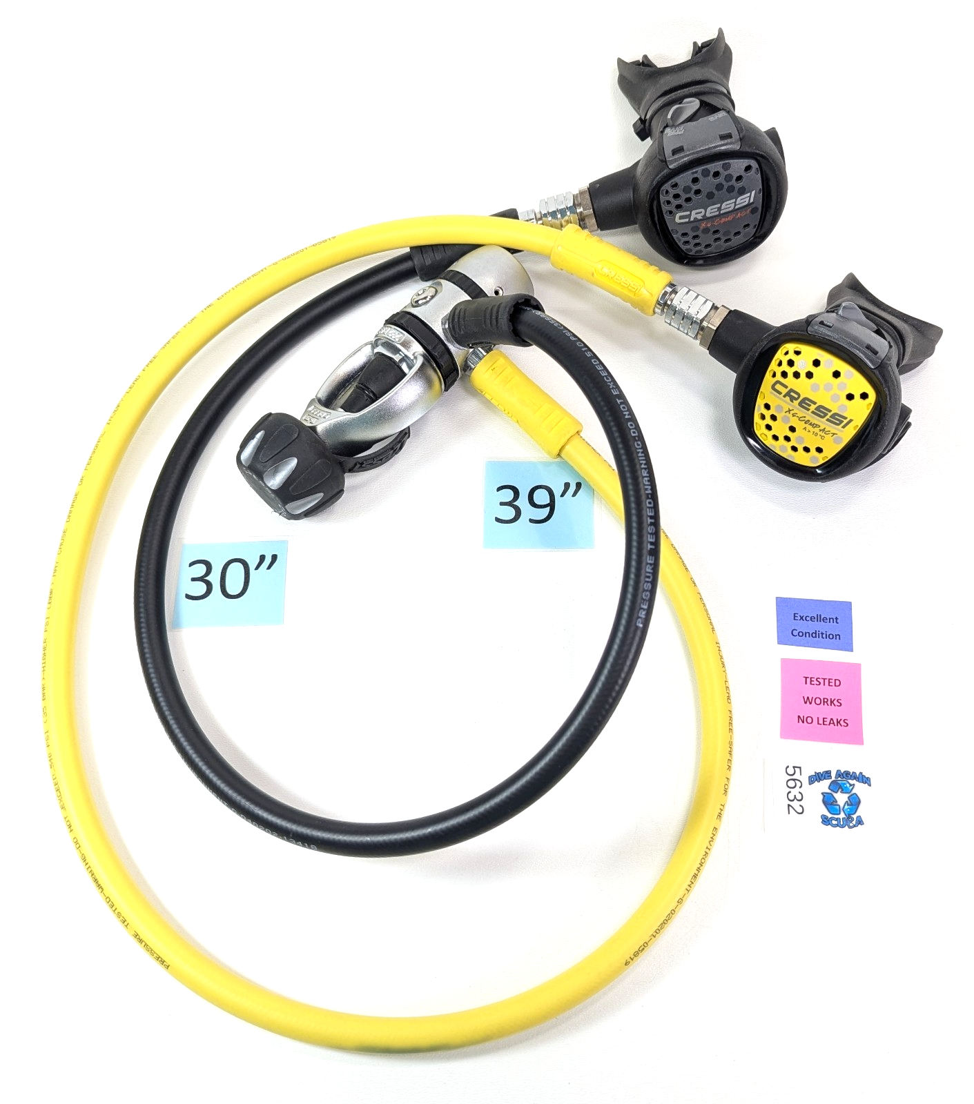 Cressi XS Compact AC2 Complete Regulator Set Yoke 1st, 2nd Stage, Octo EXCELLENT1