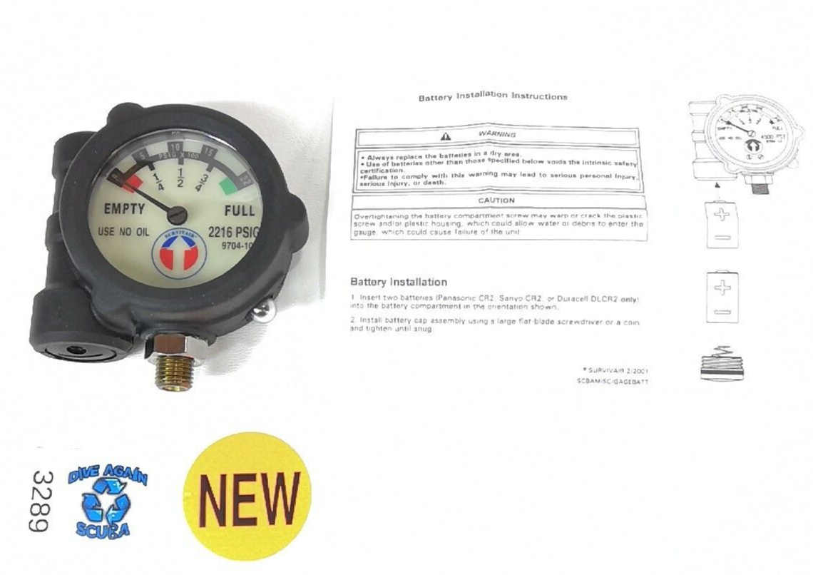 Survivair SCBA Resipirator 9704-10 Pressure Gauge Visual Alarm Light 2216 PSIG2