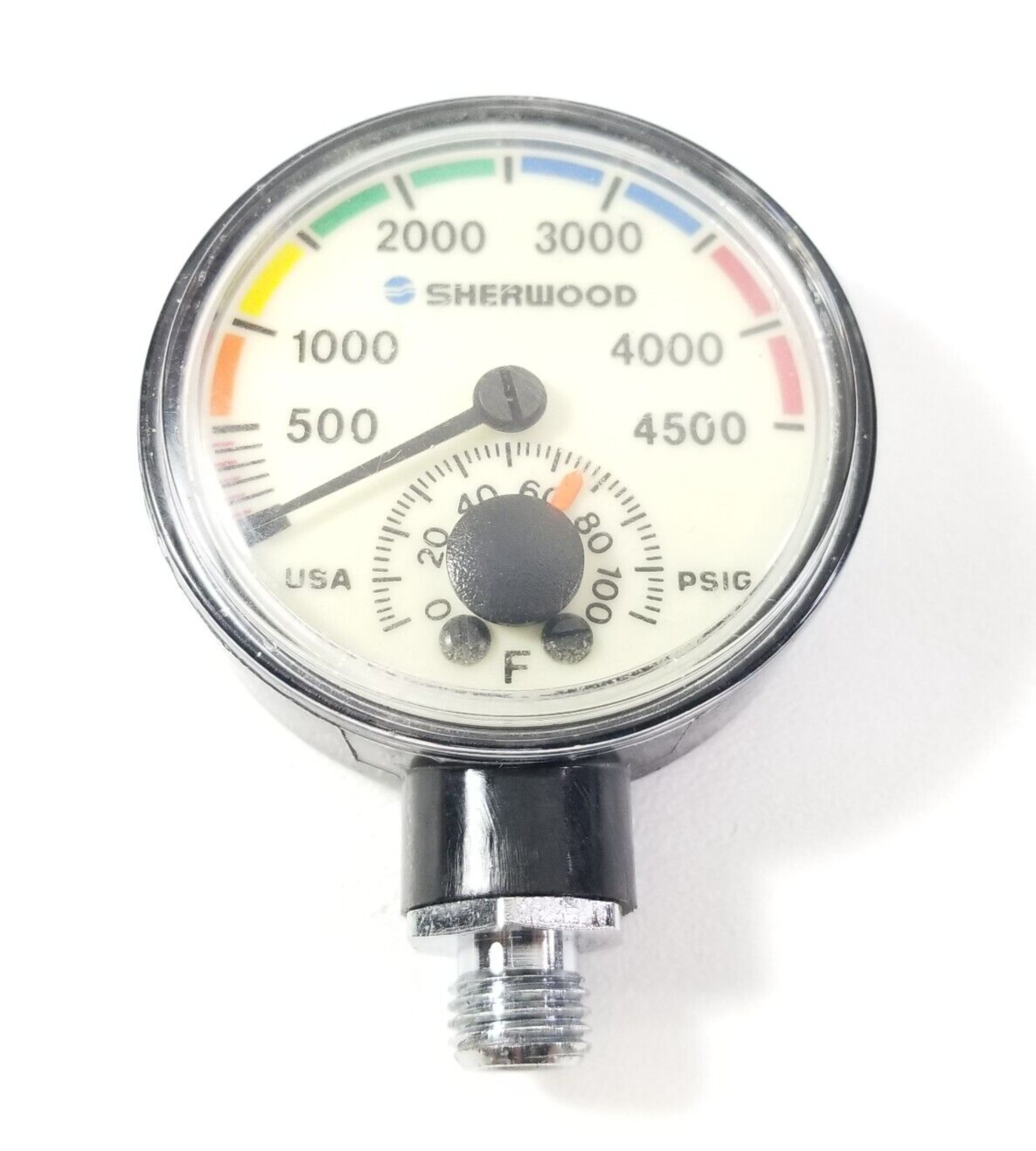 Sherwood 4500 PSI SPG Submersible Scuba Pressure Gauge w Thermometer       #4243