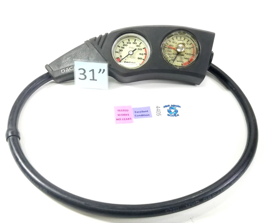 Dacor Scuba Dive 2 Gauge Twin Console 5,500 Pressure Gauge SPG 200ft Depth Gauge