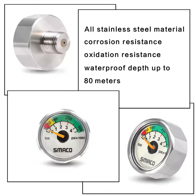 Smaco M10 S300 + Plus S500 Scuba Dive Tank Mini Pressure Gauge SPG Pony Bottle2