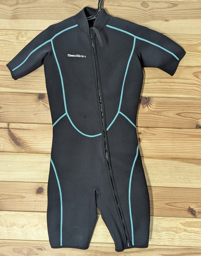 SeaSkin Women's 3mm Shorty Size Large Scuba, Dive, Surf WetSuit Blue / Black1
