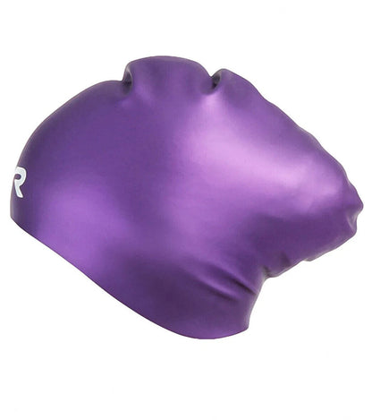 TYR Sport Long Hair Silicone Swim Cap  PURPLE  WRINKLE FREE - ADULT SIZE    NEW