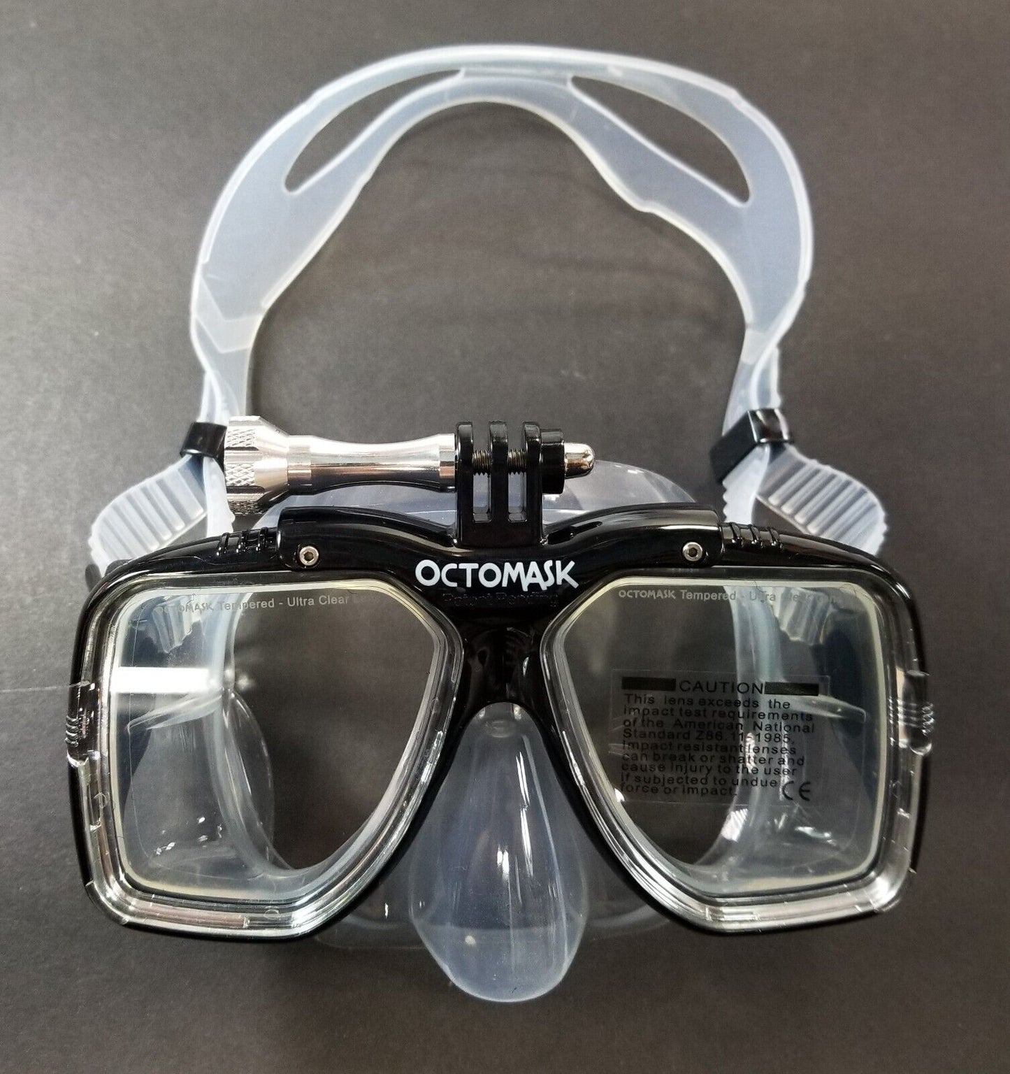 NEW Octomask Standard Scuba Diving Mask GoPro Hero Camera Mount Black / Clear