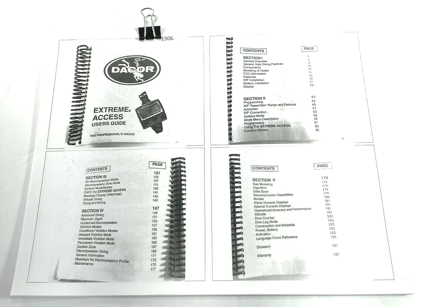 Dacor Extreme Access Scuba Dive Computer Printed Manual  206 Pages1