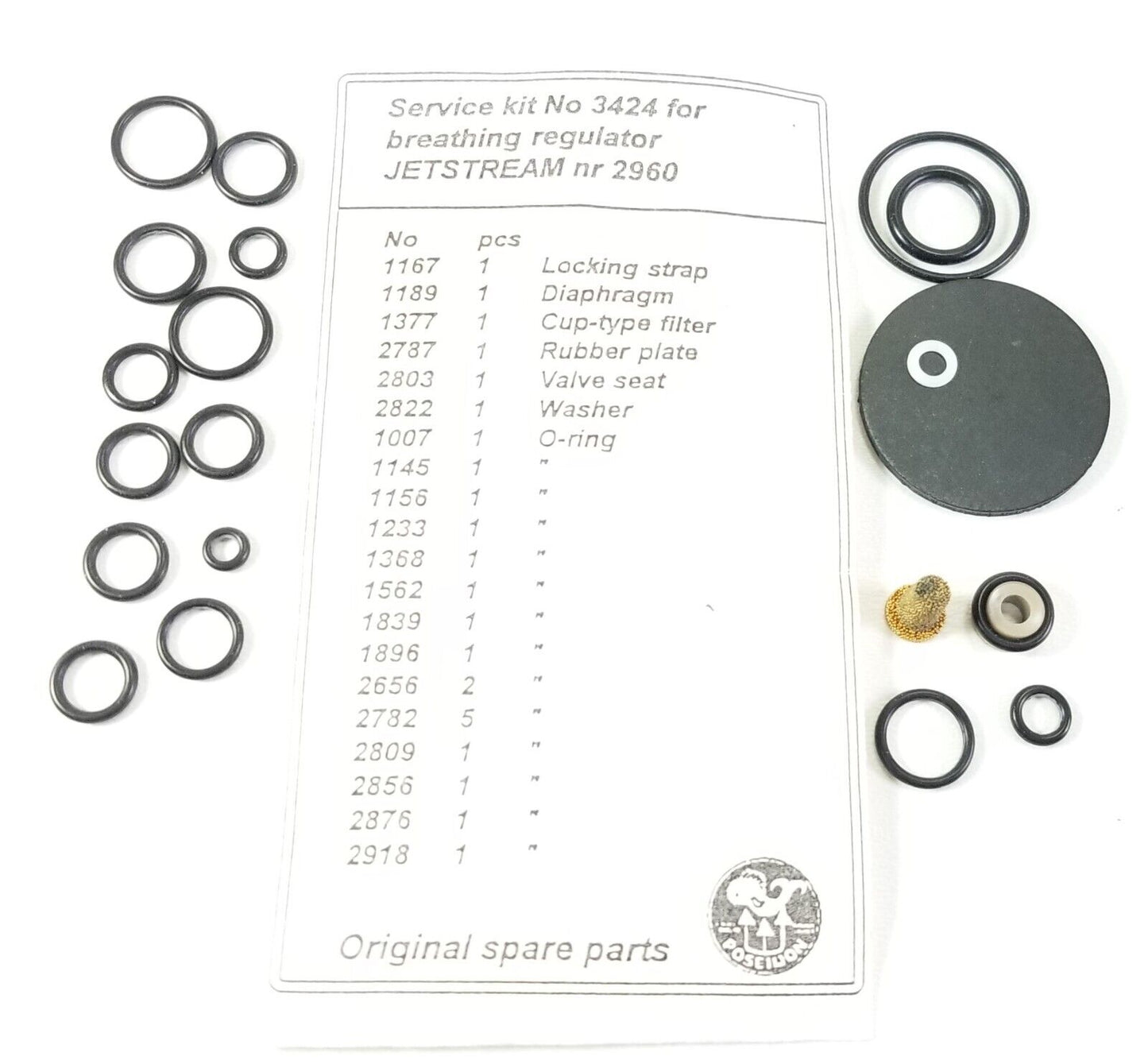 Poseidon Jetstream 2960 3424 Service Rebuild Kit Scuba Dive 1st Stage Regulator