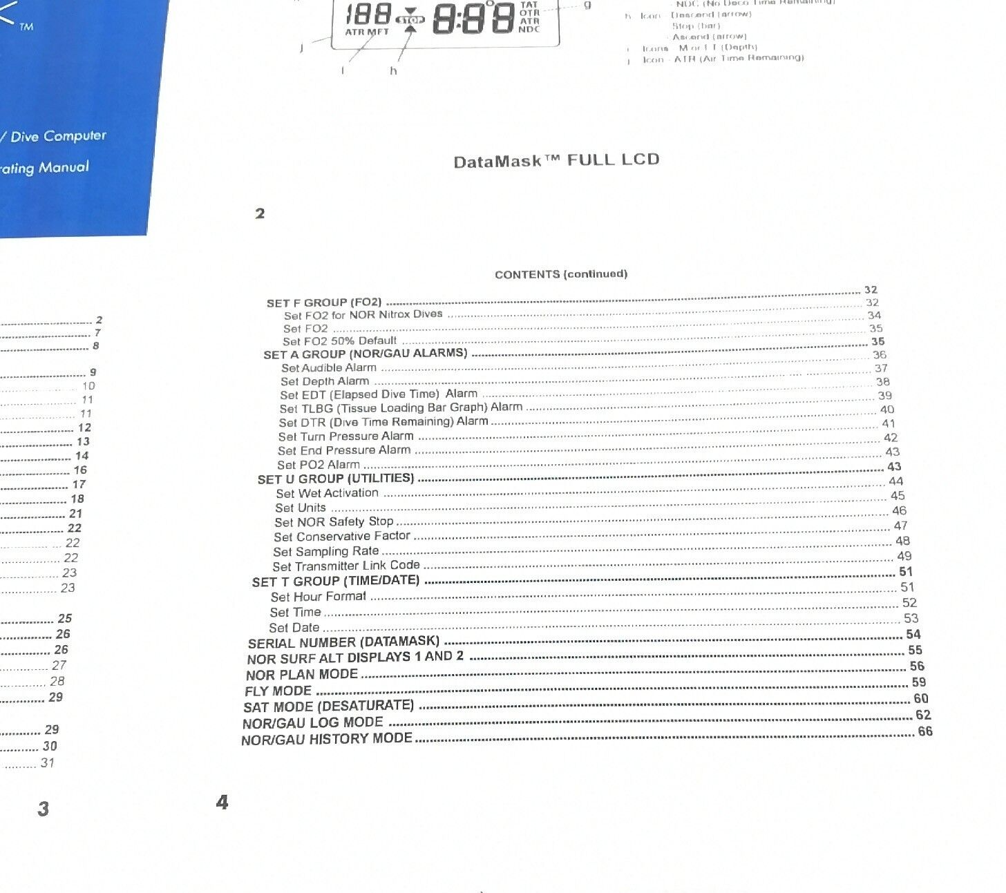 Oceanic DataMask Scuba Dive Wireless Computer Operating Manual Printed Data Mask3