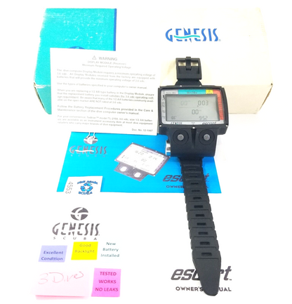 Genesis Escort Wireless / Hoseless Scuba Dive Wrist Computer with Manual 3 Dives0