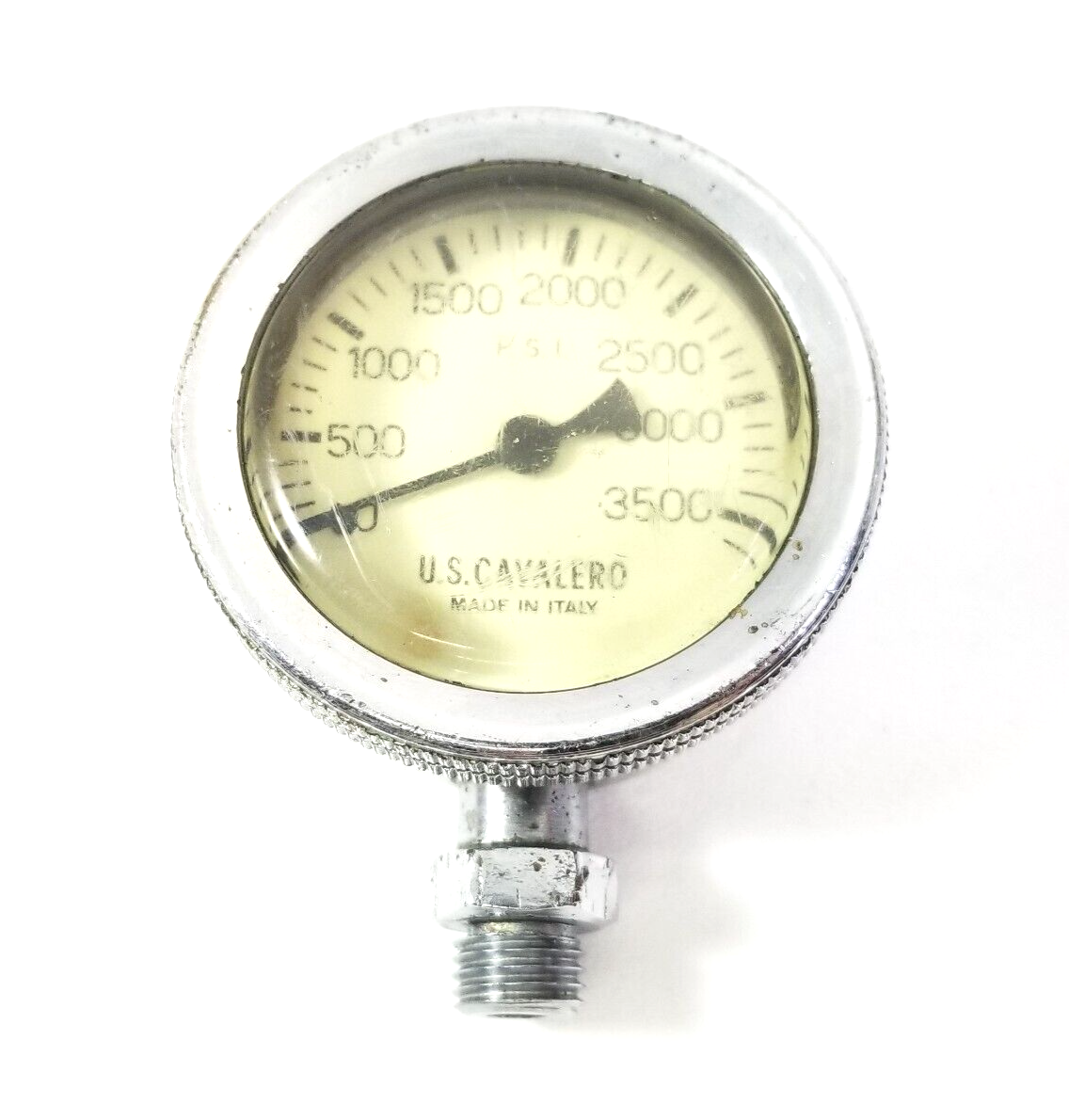 US Cavallero Brass 3500 PSI SPG Submersible Pressure Gauge Scuba Vintage   4133