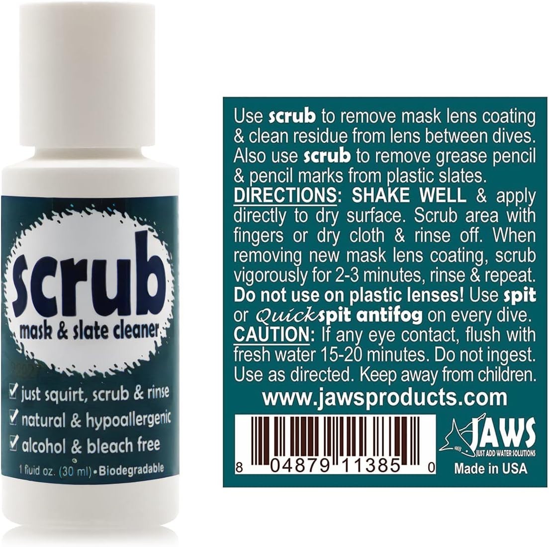 JAWS Scrub Mask & Sate Cleaner 1 fl. oz. Scuba Dive Snorkel0