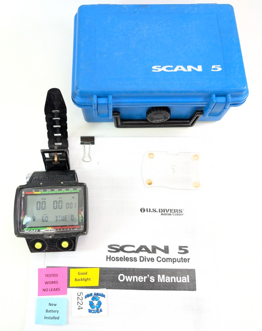 US Divers / Aqualung Scan 5 Wireless Wrist Scuba Dive Diving Computer with Case0