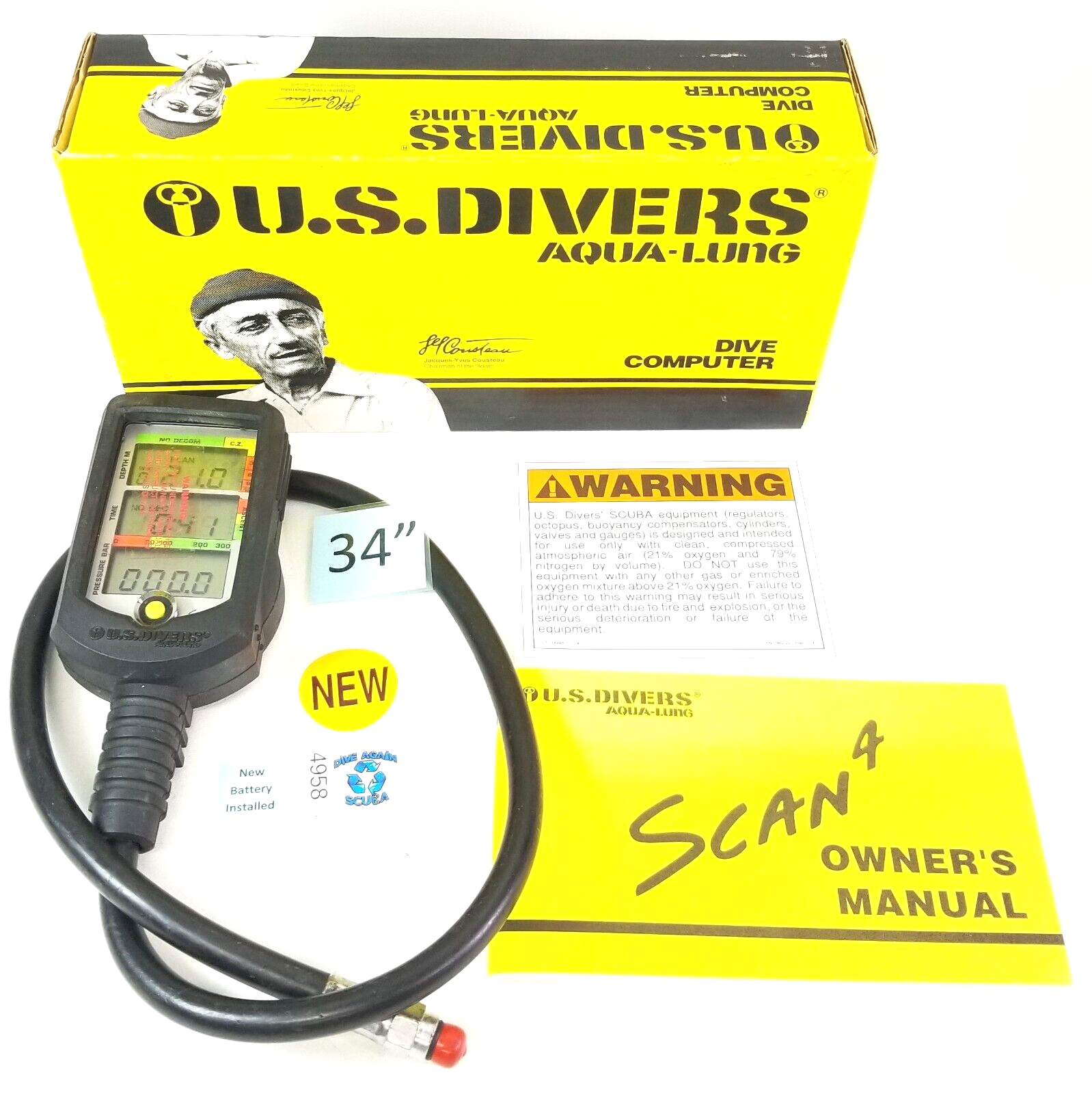 NEW - US Divers Aqua Lung Scan 4 Metric Scuba Computer Console Air Integrated0