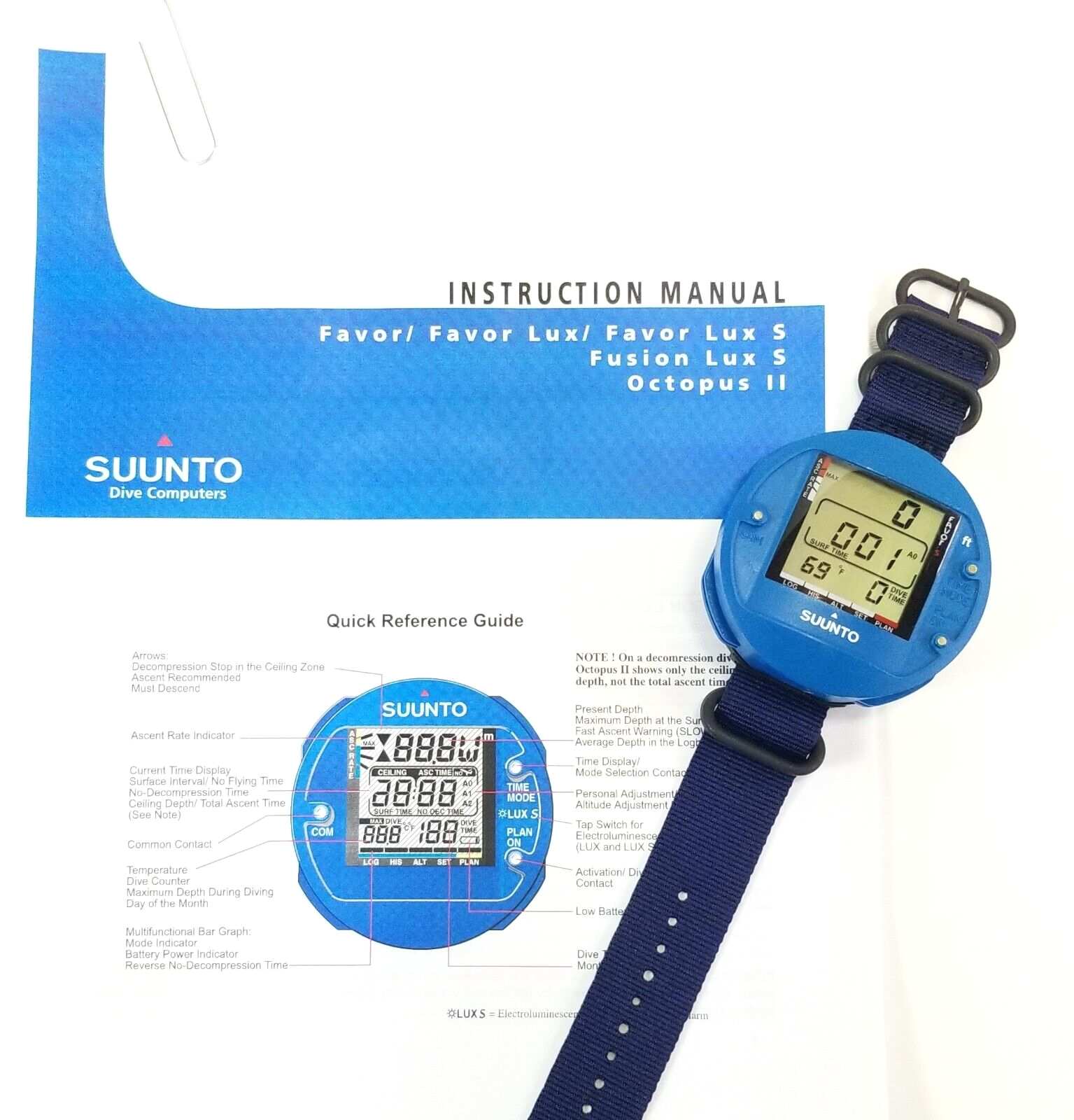 Suunto SeaQuest Favor S Scuba Dive Wrist Computer Companion Fusion Octopus #49911