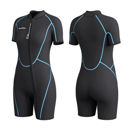 SeaSkin Women's 3mm Shorty Size Large Scuba, Dive, Surf WetSuit Blue / Black0