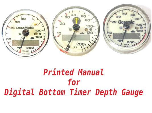 Printed Manual US Divers / Aqua Lung Digital Bottom Timer Depth Gauge Scuba Dive