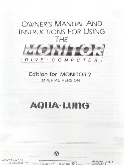 Aqua Lung Monitor 2 Scuba Dive Computer Owners Printed Manual 26 Pages US Divers2