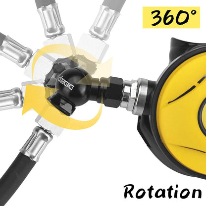 DDeep Scuba Diving 360 Degree Ball Swivel Adapter Second 2nd Regulator Aluminum3