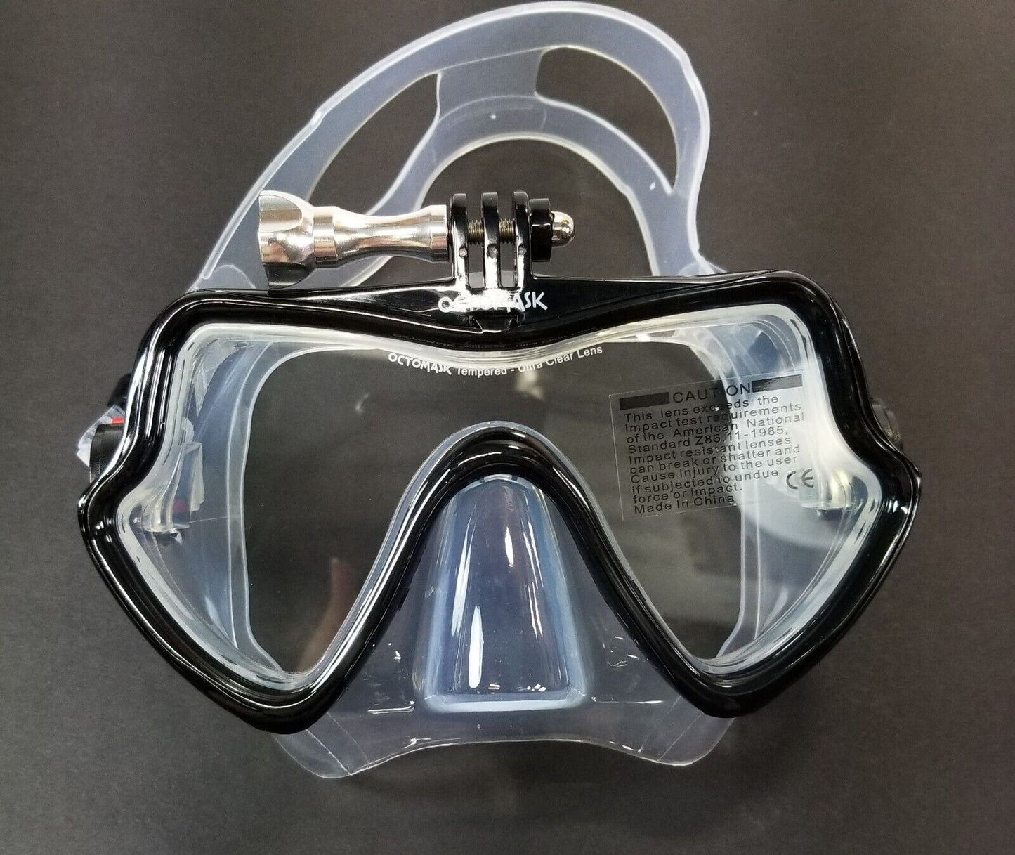 NEW Octomask Frameless Scuba Dive Mask GoPro Hero Camera Mount Black / Clear