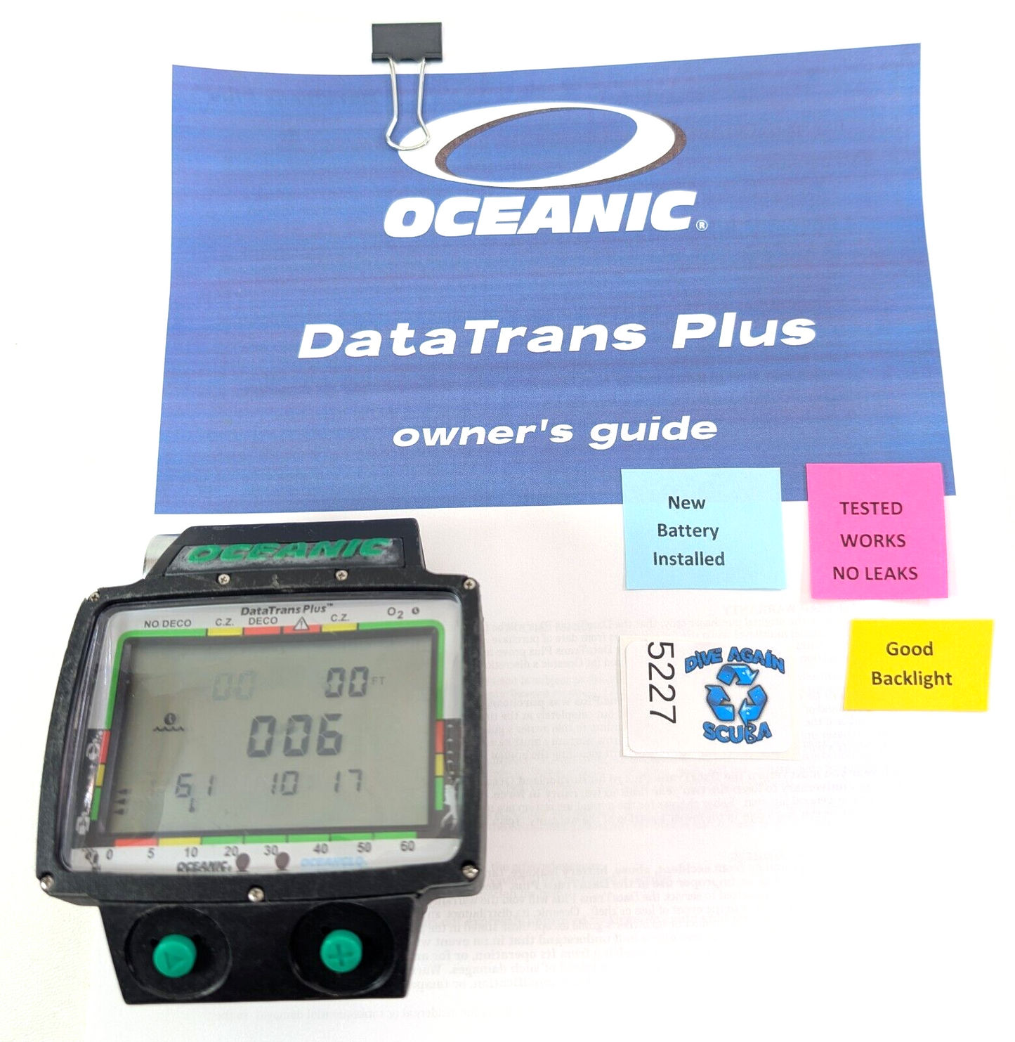 Oceanic DataTrans Plus Wireless Nitrox Hose Mount Scuba Dive Computer Data Trans0