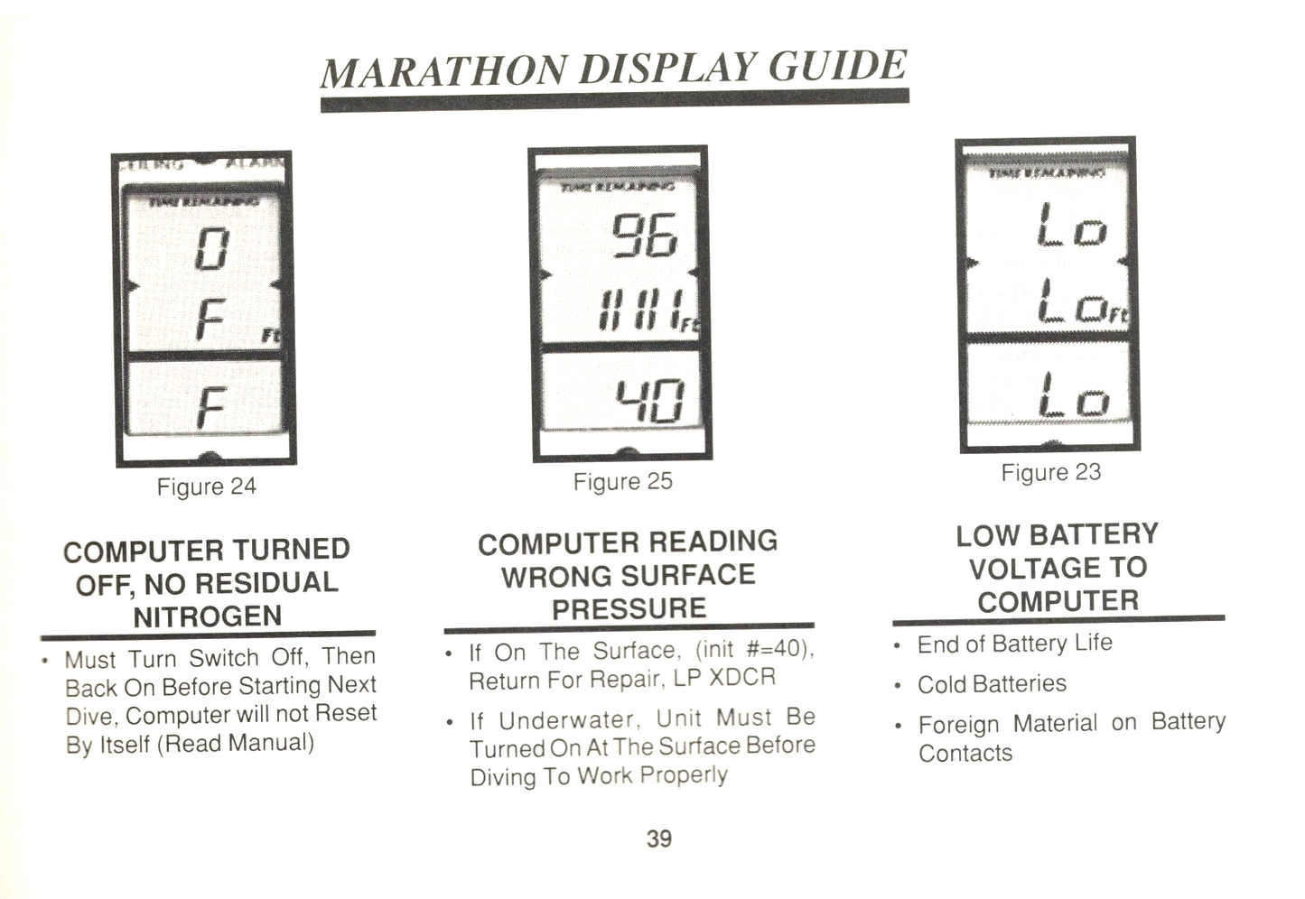 Orca Marathon Scuba Dive Computer Printed Manual US Divers Aqualung Monitor 2 M11