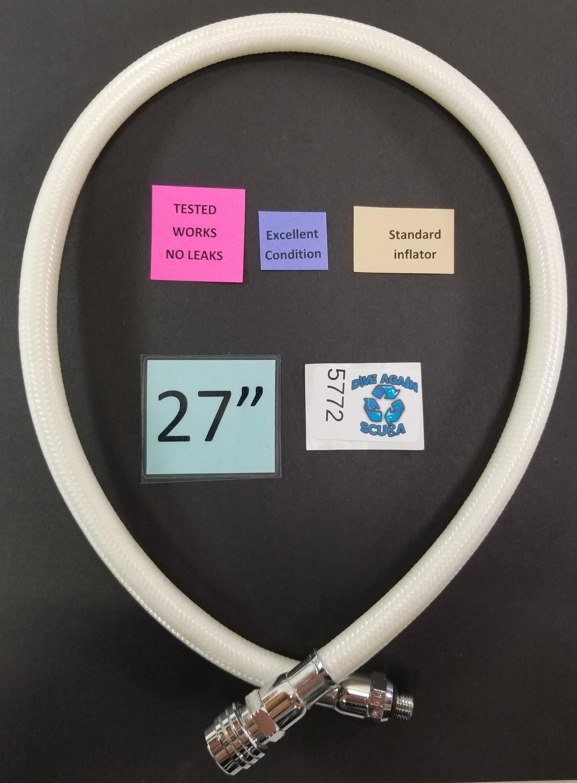 White Braided Standard BCD BC Power Inflator Hose Scuba 27" Scuba Dive Diving0