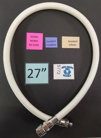 White Braided Standard BCD BC Power Inflator Hose Scuba 27" Scuba Dive Diving0