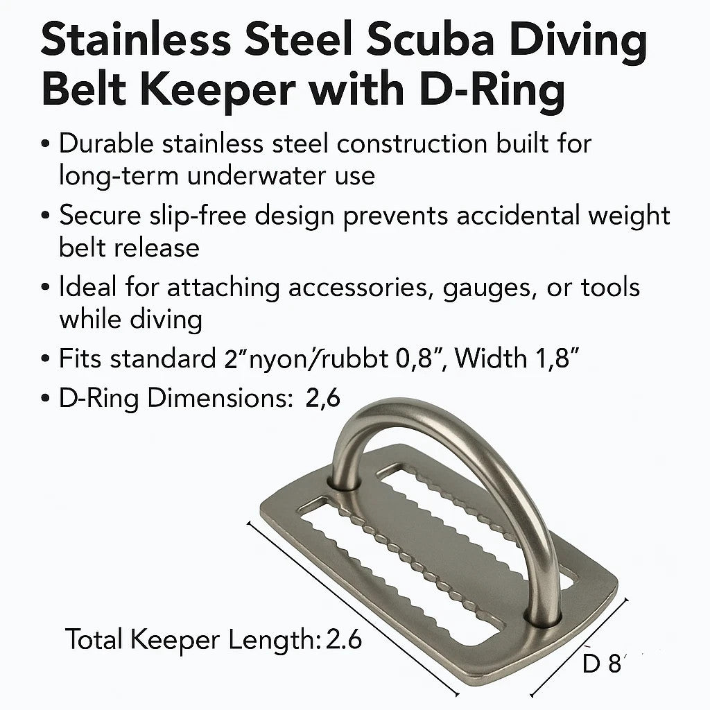 Scuba Max Scuba Diving Stainless Steel Weight Belt Keeper with D-Ring 2"5