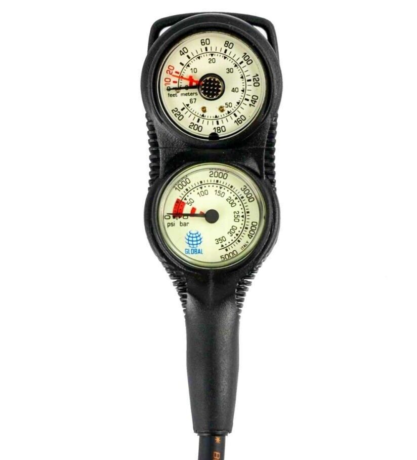 Sea Elite Compact 2 Gauge Console 2" 5000 PSI SPG, Depth Gauge Scuba Dive Global