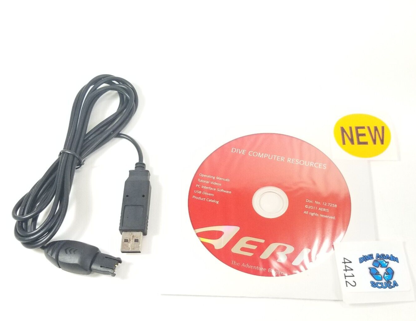 Aeris Dive Computer Data Download Cable USB + Drivers Atmos ai, Elite, T3, XR20