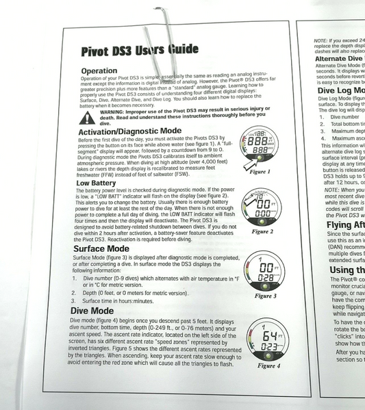 Printed Manual Aqua Lung US Divers Pivot DS3 Bottom Timer Scuba Dive Computer0