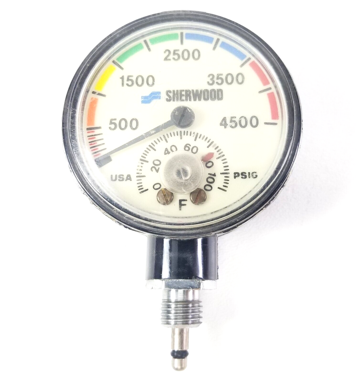 Sherwood 4500 PSI SPG Submersible Scuba Pressure Gauge with Thermometer    #4624