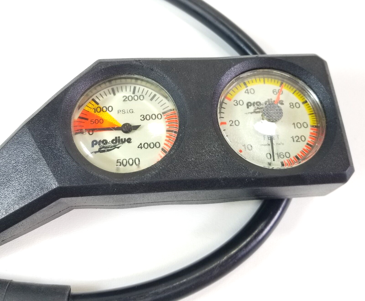 Pro Dive Scuba 2 Gauge Twin Console 5000 Pressure Gauge SPG 160ft Depth    #4967