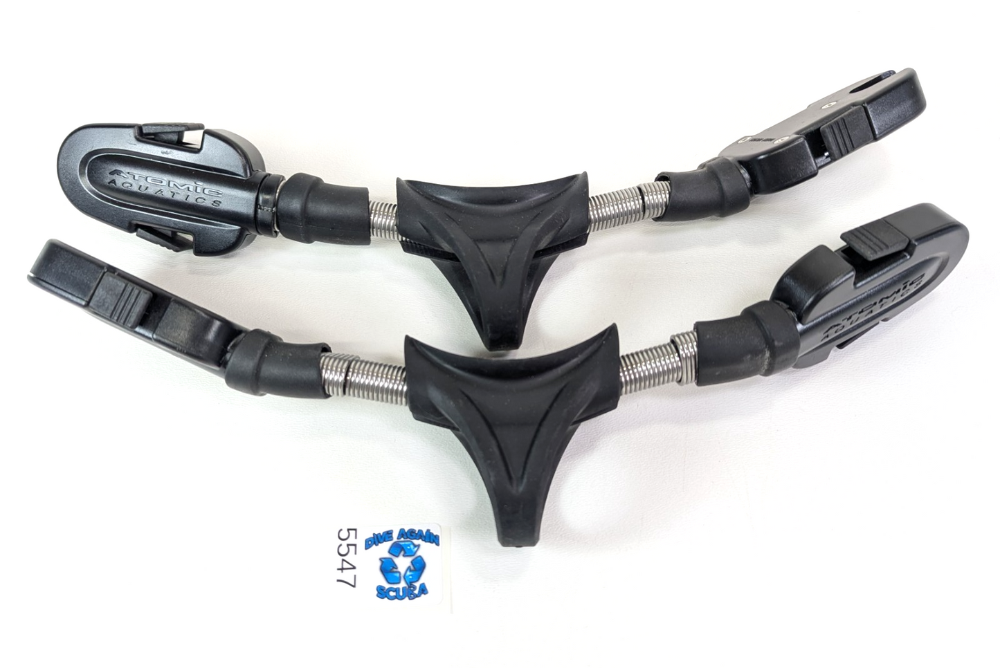 2 X Atomic Aquatics Split Fin Spring Straps Scuba Diving Fins EXCELLENT!   #55471