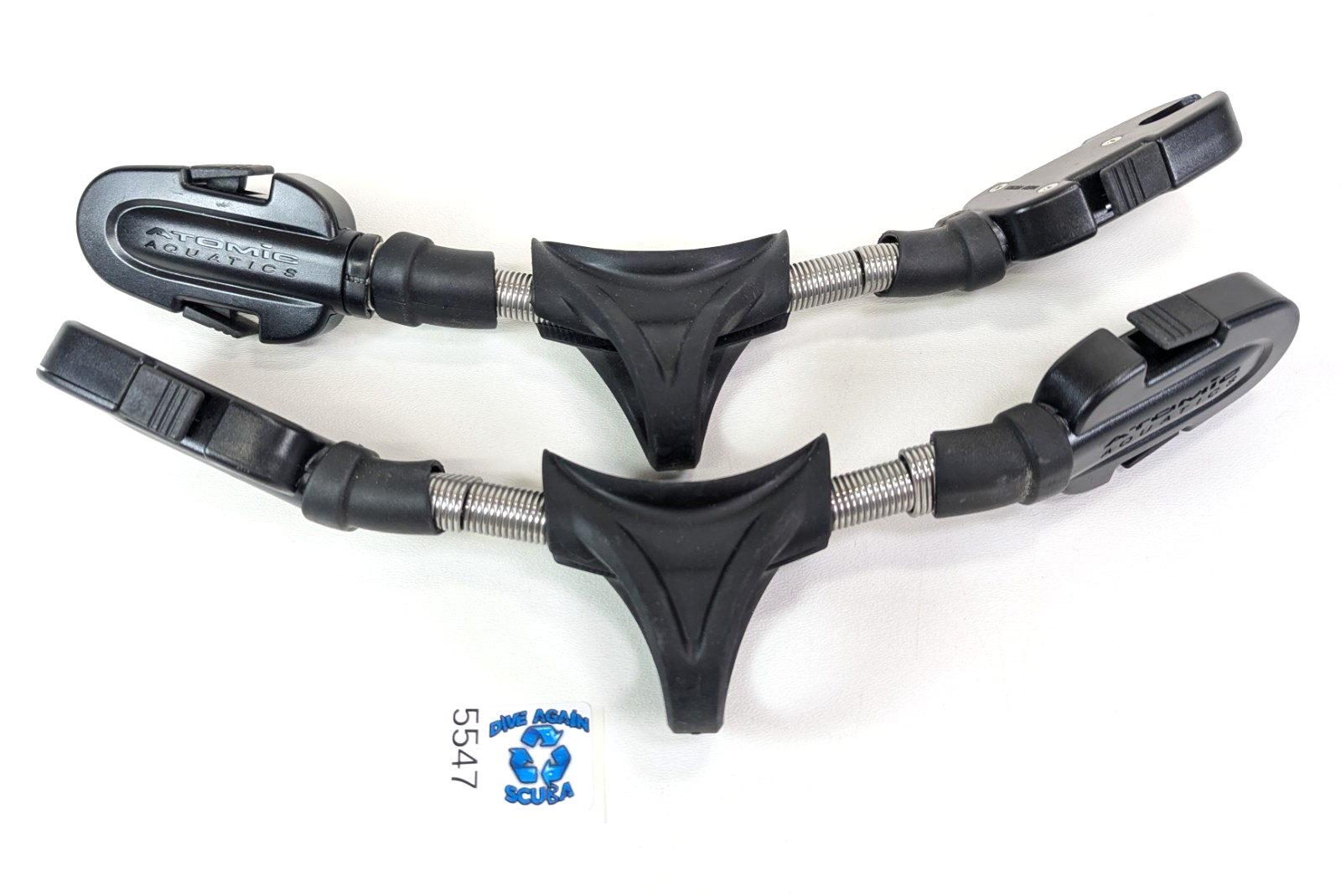 2 X Atomic Aquatics Split Fin Spring Straps Scuba Diving Fins EXCELLENT!   #55471