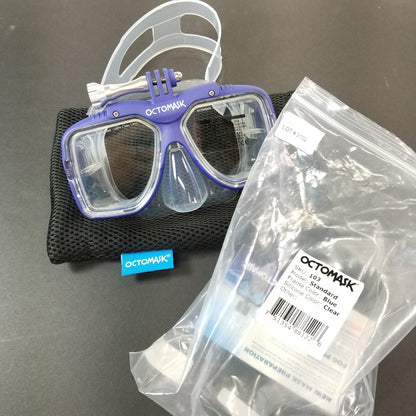NEW Octomask Standard Scuba Diving Mask GoPro Hero Camera Mount Blue / Clear3