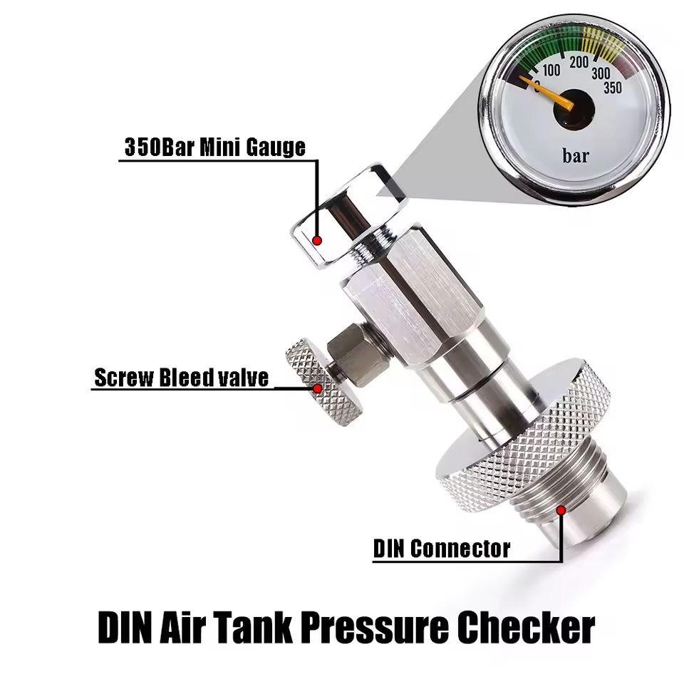 Scuba Dive Compact Travel DIN Tank Cylinder Pressure Checker 350 Bar Check Gauge0