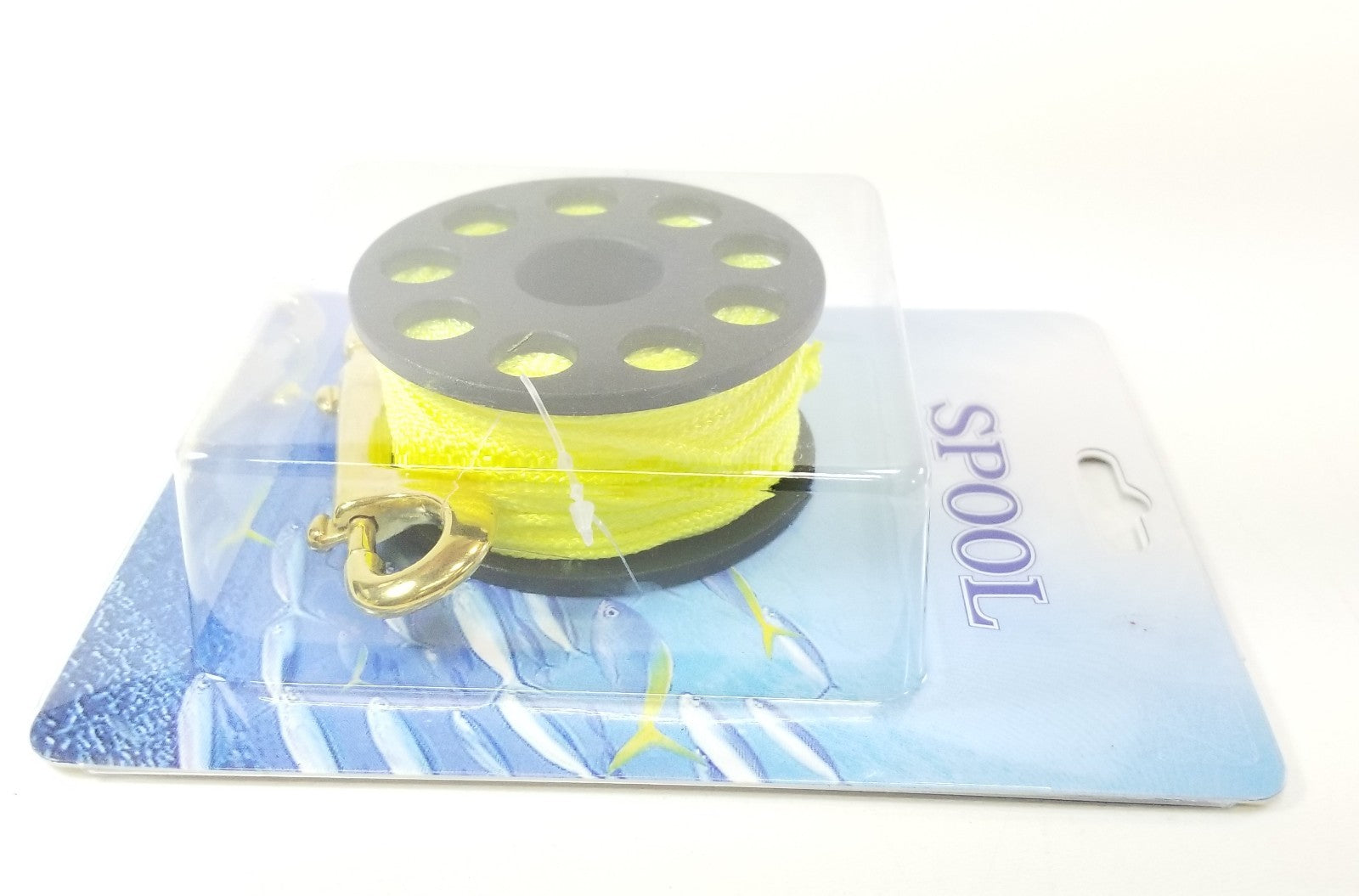 Scuba Diving Dive Compact Finger Spool Reel 100ft - Yellow Line With Double Clip3