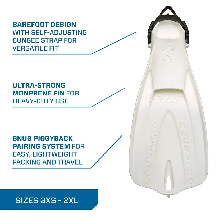 Scubapro Go Travel Open Heel Scuba Dive Snorkel Fins S XS White Small X Small2
