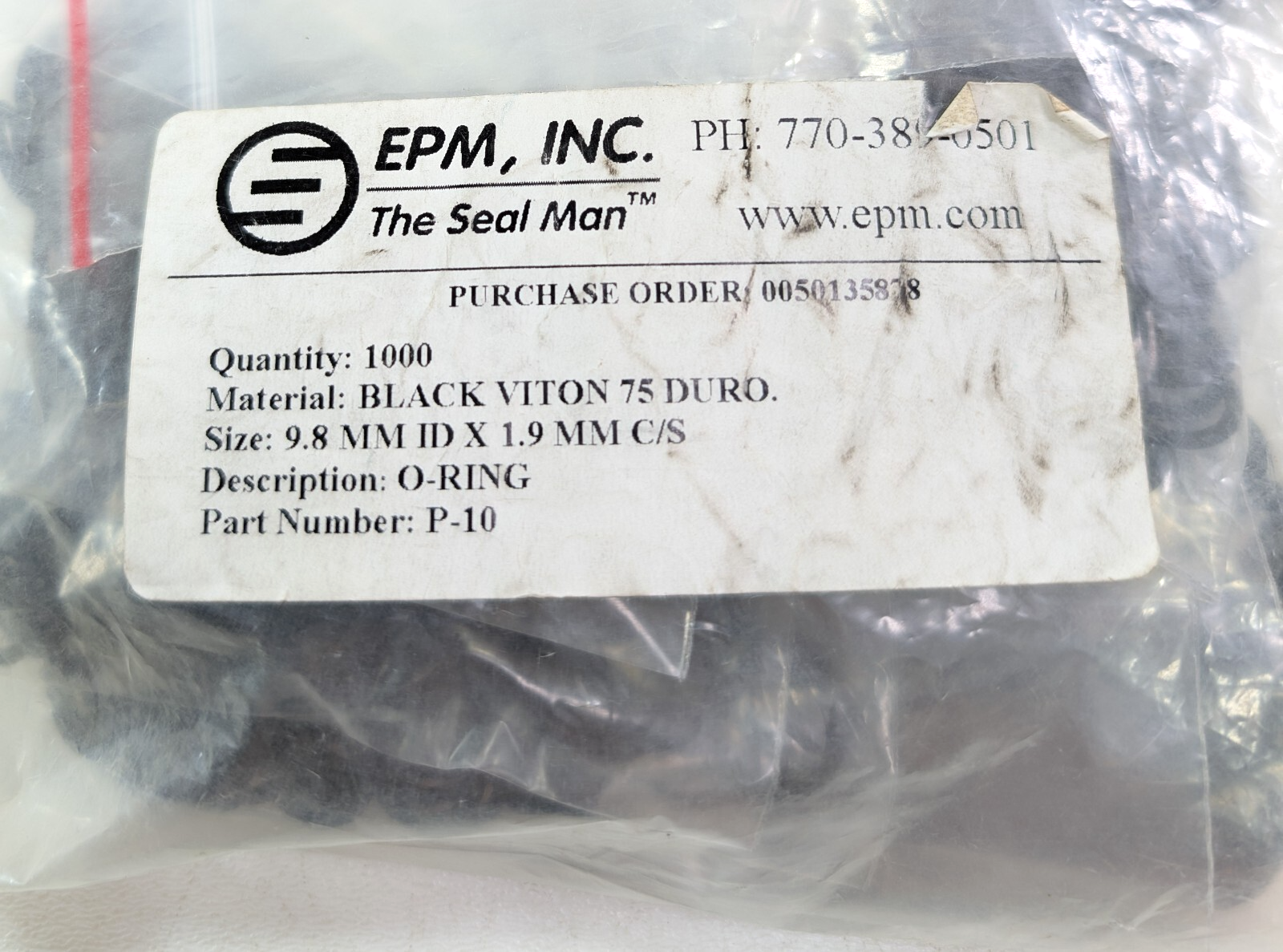 100X Viton O-Rings Seal 9.8mm ID, 1.9mm Cross Section Black 75 Durometer P-103